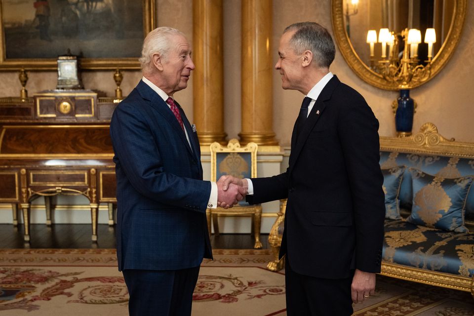 The pair chat at the start of the audience (Aaron Chown/PA)