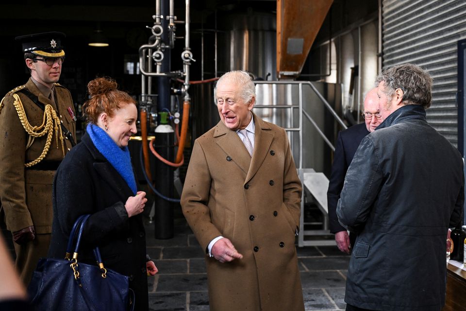 The King leaves the brewery (Jaimi Joy/PA)