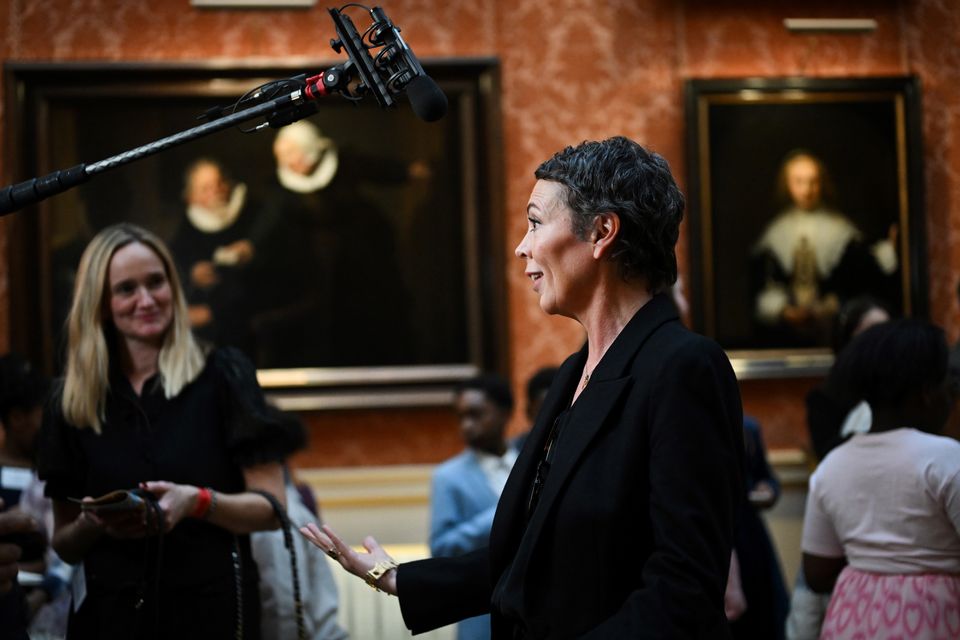 Olivia Colman reading in the ballroom (Justin Tallis/PA)