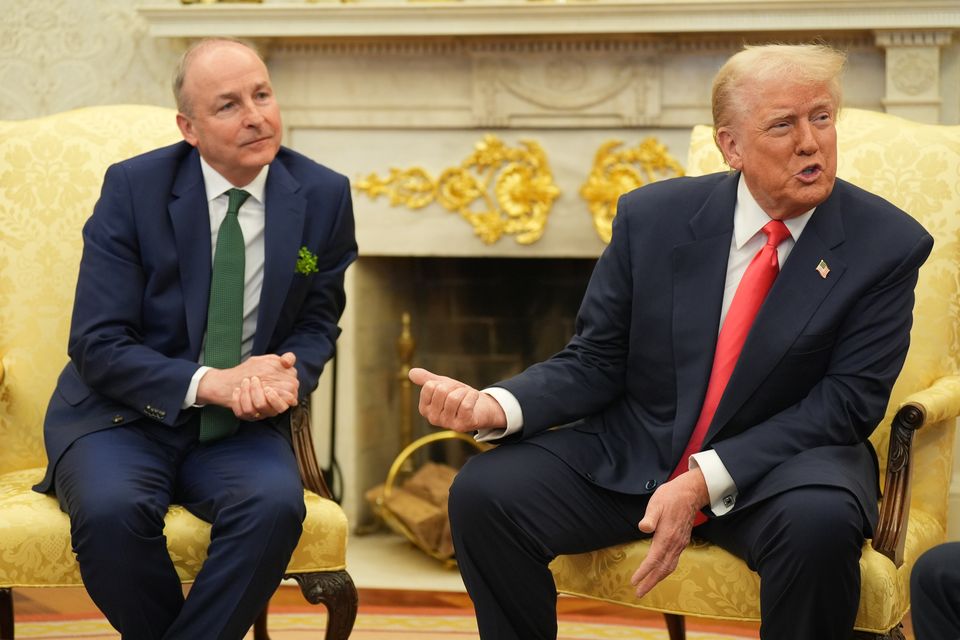 Taoiseach Micheal Martin during a bilateral meeting with US President Donald Trump (Niall Carson/PA)