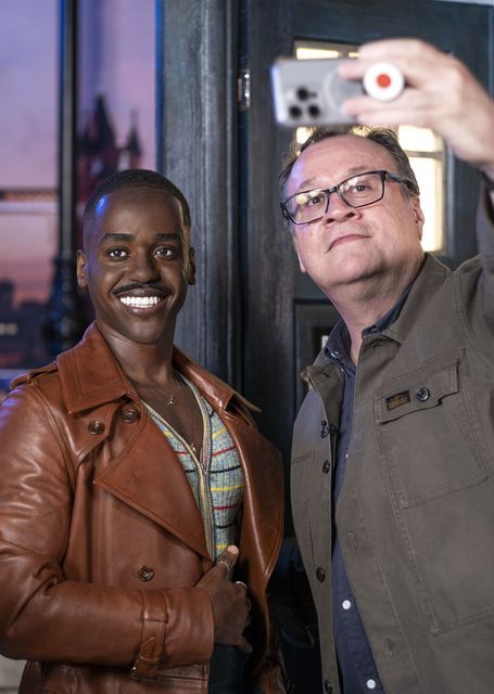 Russell T Davies, right, unveiled the set (Madame Tussauds London/PA)