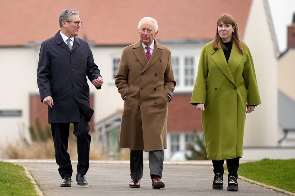 The King, Prime Minister Sir Keir Starmer and Deputy Prime Minister Angela Rayner visited Nansledan on Monday (Alastair Grant/PA)