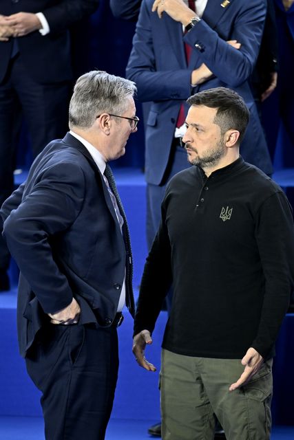 Volodymyr Zelensky speaks to Sir Keir Starmer (Denes Erdos/AP)