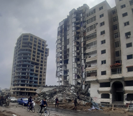 Remains of Dr Mona El-Farra’s home in Gaza City (Dr Mona El-Farra/PA)