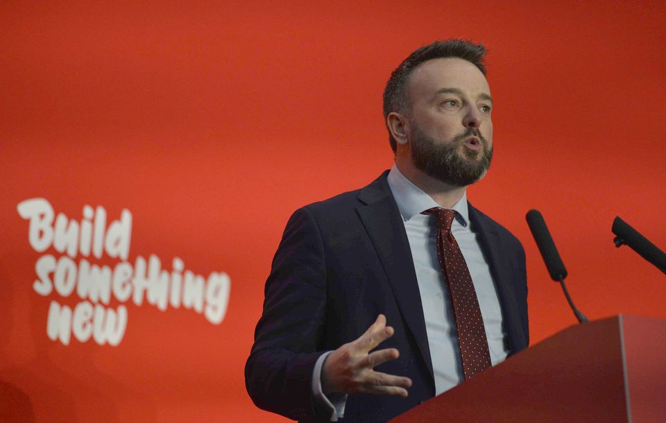 Colum Eastwood speaking during the Social Democrat and Labour Party (SDLP) annual conference at the Crowne Plaza Hotel in Belfast (Mark Marlow/PA)