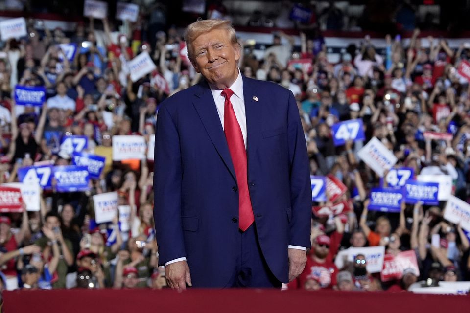 Donald Trump at Casey Plaza in Wilkes-Barre, Pennsylvania (Carolyn Kaster/AP)