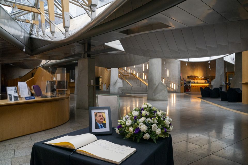 A book of condolence in memory of Alex Salmond has been opened at the Scottish Parliament in Edinburgh (Jane Barlow/PA)