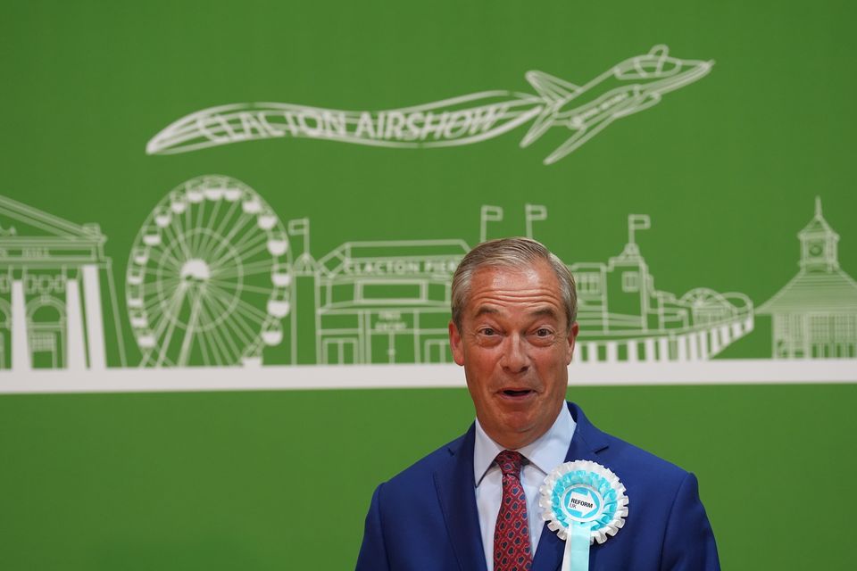 Reform UK leader Nigel Farage following his election as Clacton MP (Joe Giddens/PA)