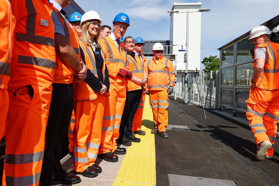John Swinney during a visit to the Levenmouth rail link at Cameron Bridge station (Jeff J Mitchell/PA)
