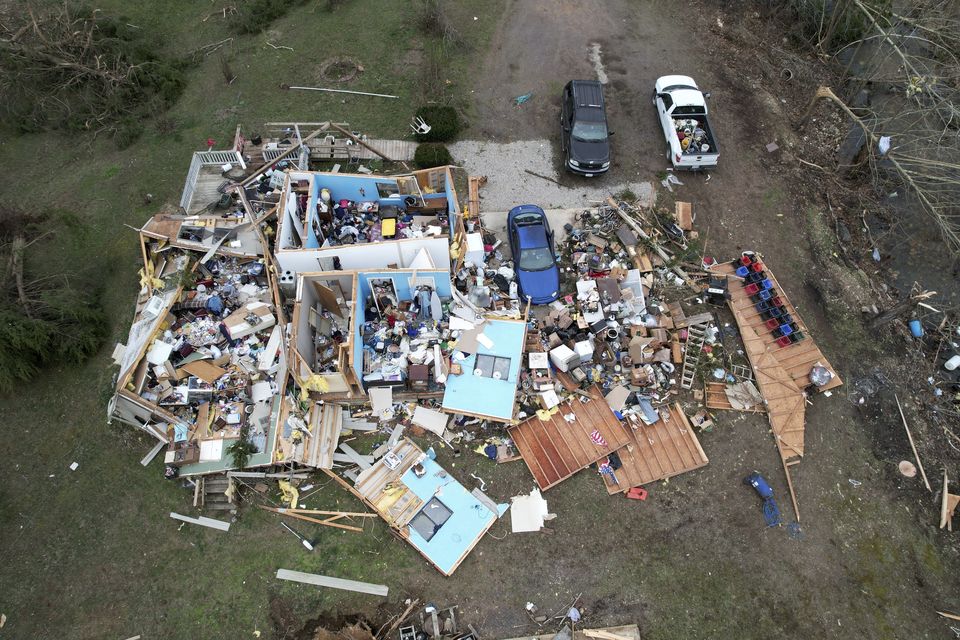 Destruction from a severe storm in Wayne County, Missouri (Jeff Roberson/AP)