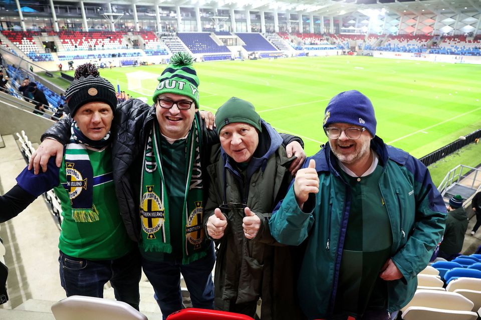 Presseye Ltd, Belfast, Northern Ireland - 18th November 2024 :  Photo by William Cherry/Presseye 
  
Northern Ireland fans at the Stade de Luxembourg for Monday night’s UEFA Nations League game against Luxembourg.   Photo by William Cherry/Presseye