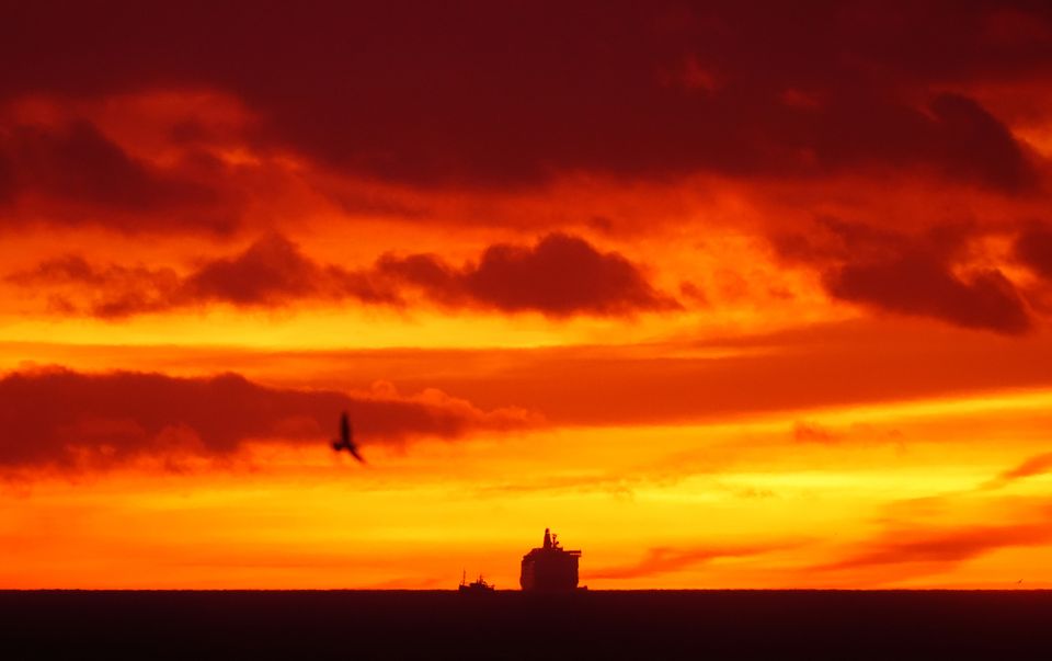 The DFDS Princess Seaways arriving on the Tyne from Amsterdam at sun rise on New Year’s Eve (Owen Humphreys/PA)