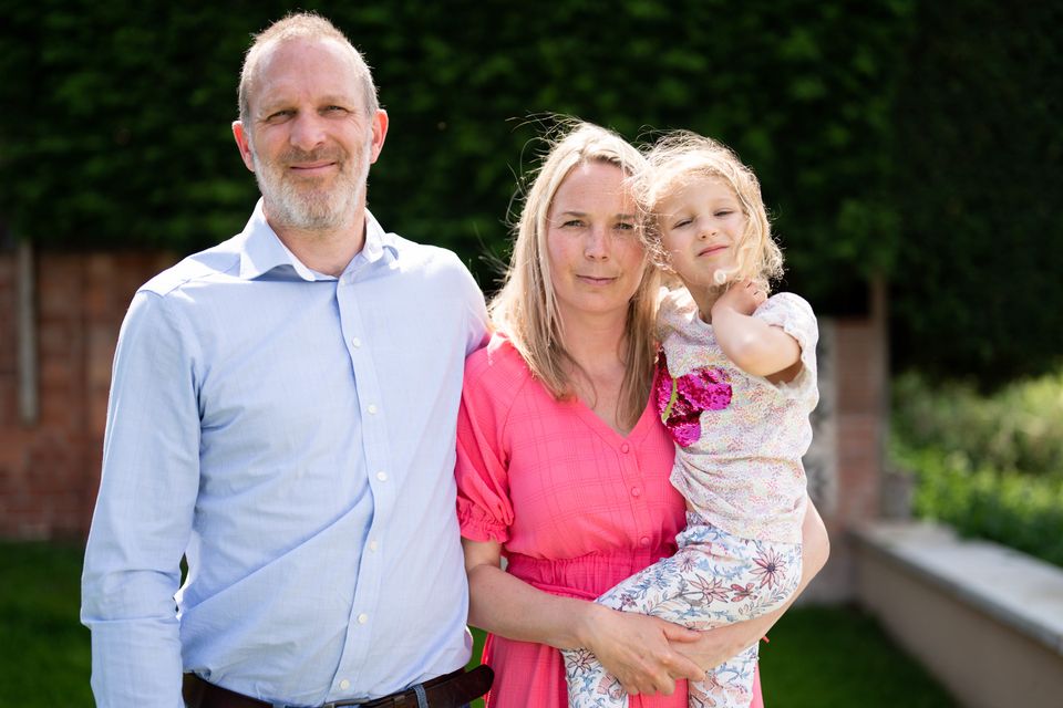 Sarah and Jack Hawkins with their daughter Lottie (Jacob King/PA)