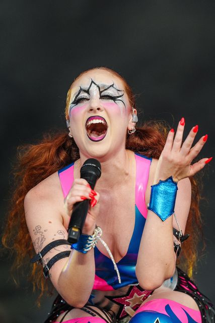 CHICAGO, ILLINOIS - AUGUST 01: Chappell Roan performs during Lollapalooza at Grant Park on August 01, 2024 in Chicago, Illinois. (Photo by Josh Brasted/FilmMagic)