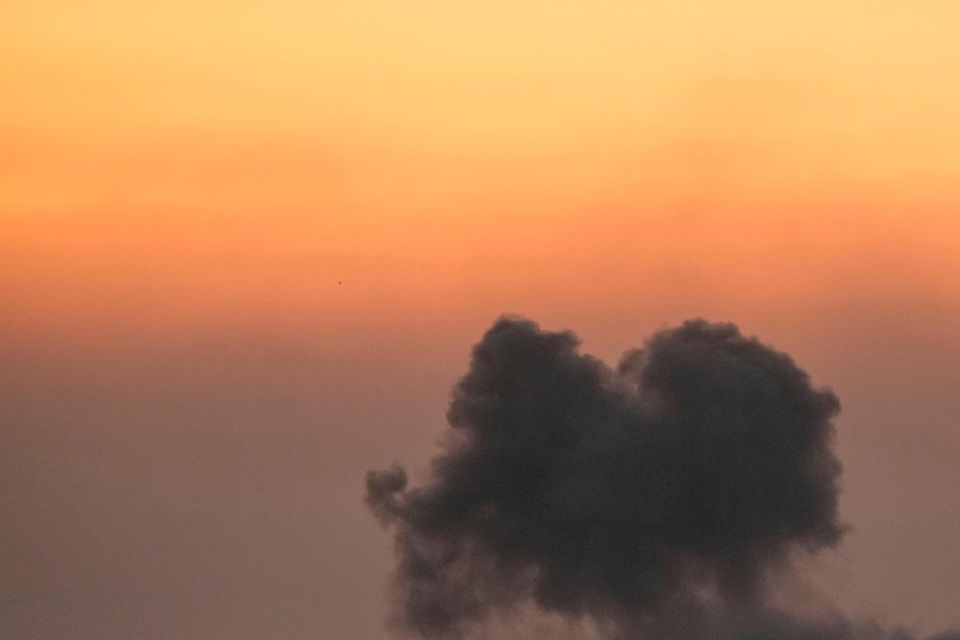 Smoke rises from an Israeli airstrike on Dahiyeh, in the southern suburb of Beirut, Lebanon (Bilal Hussein/AP)