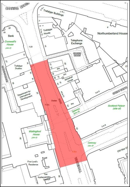 On arrival at the end of the Stand Up To Racism march, they must only assemble in the area marked in red on the map. (Metropolitan Police/PA)