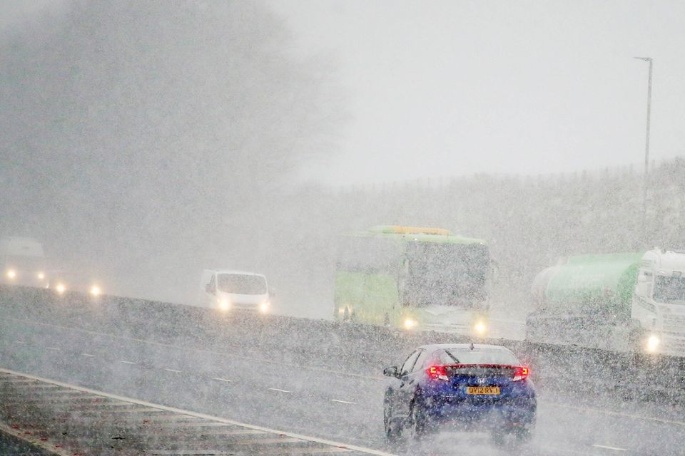 Vehicles on the M1 outside Belfast. Picture by Jonathan Porter/PressEye