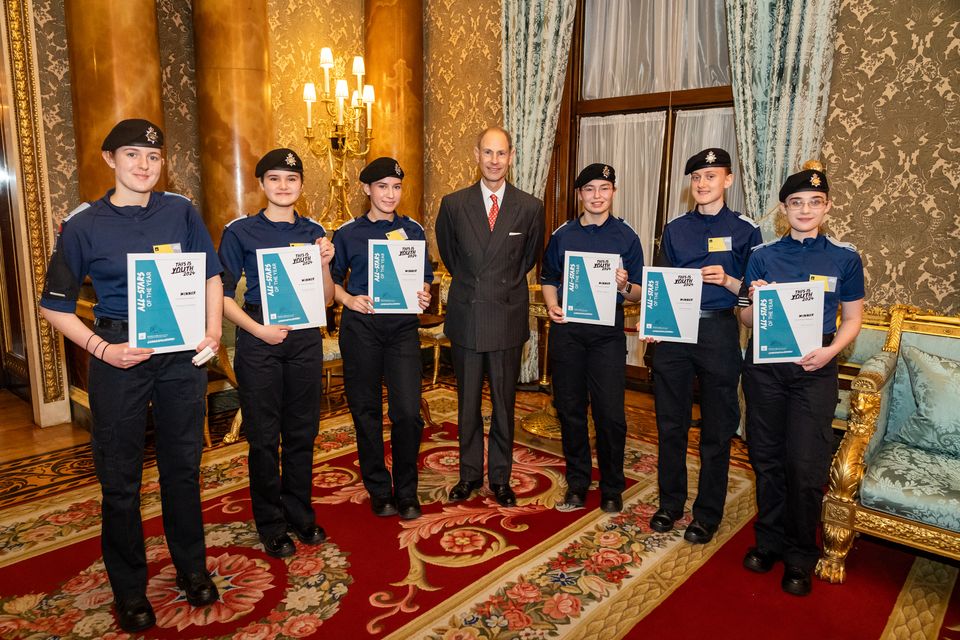 Edward with the Derbyshire police cadets recognised for their efforts (Aaron Chown/PA)