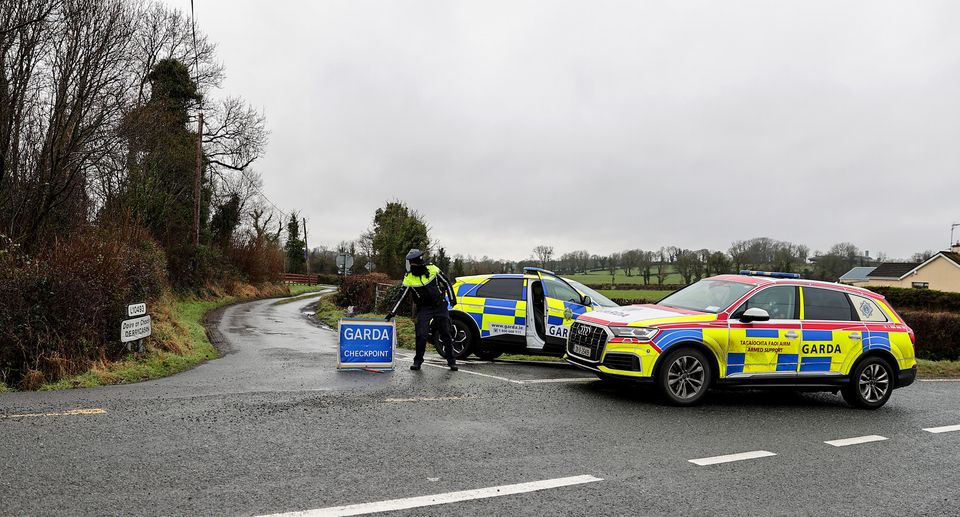 Gardaí at the scene of a fatal stabbing near Ballyconnell Co Cavan where a woman in her 50s died. Photo: Gerry Mooney