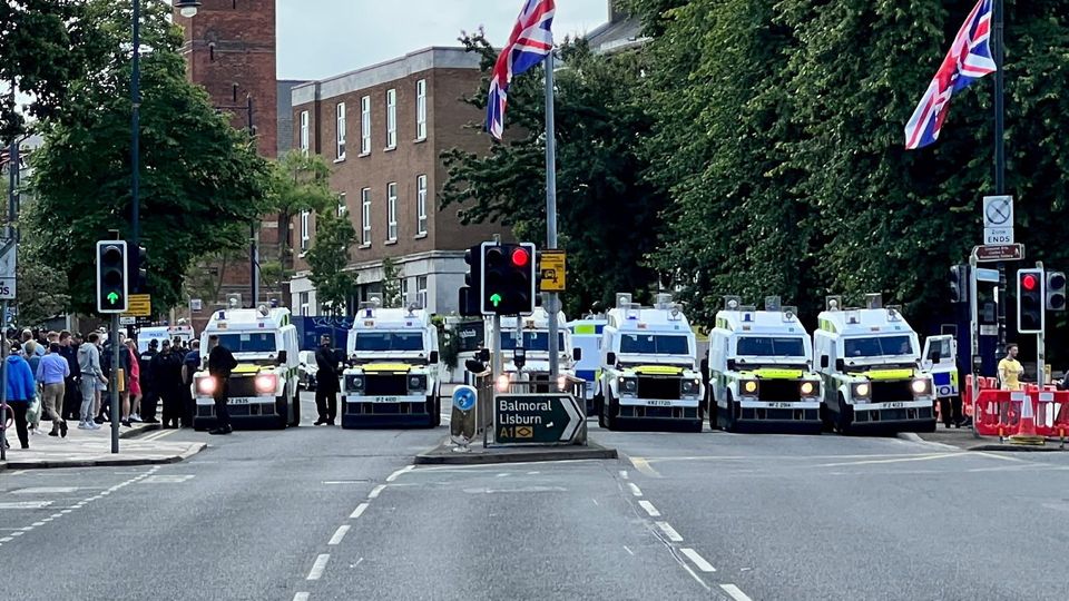 Police guard the Islamic Centre in Belfast (Pic: Kevin Scott for Belfast Telegraph)