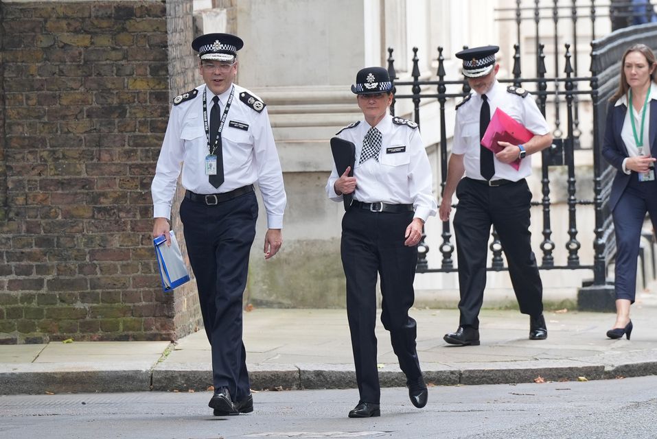 Metropolitan Police Assistant Commissioner Matt Twist and Deputy Commissioner Lynne Owens arrive in Downing Street for the meeting with the Prime Minister (Yui Mok/PA)