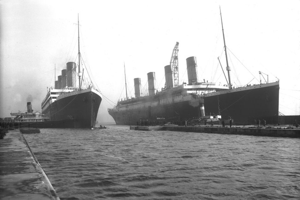 Olympic and Titanic. Photograph © National Museums Northern Ireland. Collection Harland & Wolff, Ulster Folk & Transport Museum