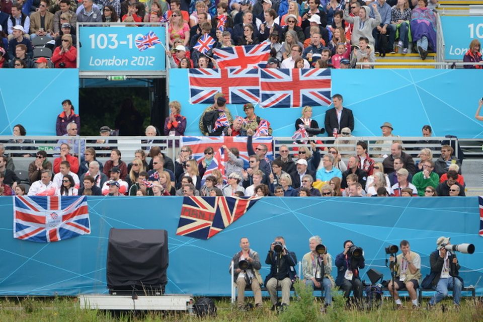 WINDSOR, ENGLAND - AUGUST 01: Spectators and photographers look on during Day 5 of the London 2012 Olympic Games at Eton Dorney on August 1, 2012 in Windsor, England.  (Photo by Harry How/Getty Images)