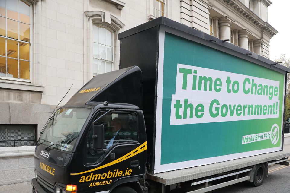 The Sinn Fein advertisement was parked outside Government Buildings (Gareth Chaney/PA)