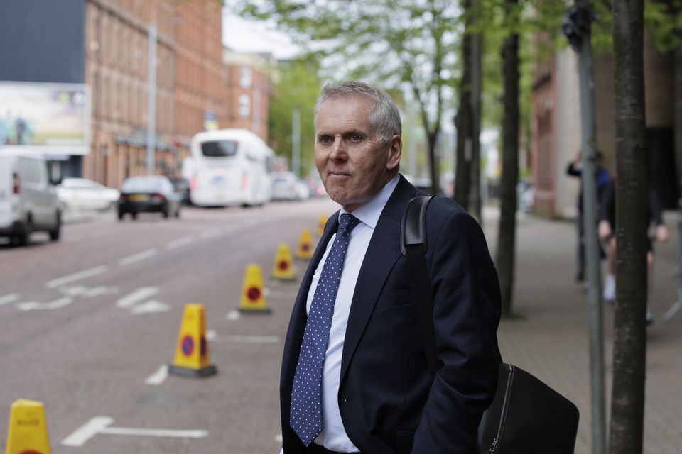 Sir David Sterling leaves the Clayton Hotel in Belfast after giving evidence at the UK Covid-19 Inquiry hearing on Wednesday (Liam McBurney/PA)