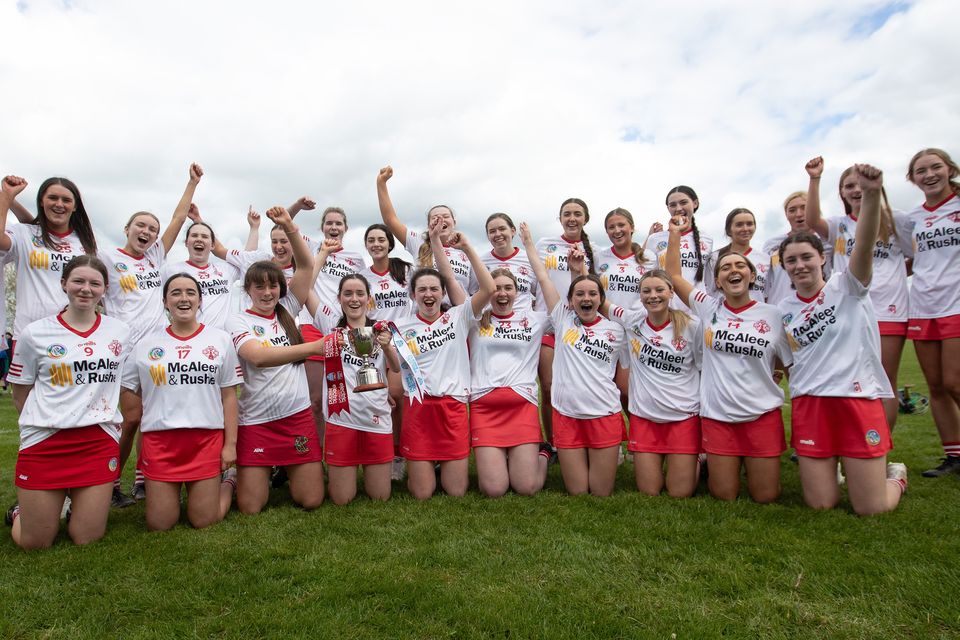 The Tyrone team celebrate their Electric Ireland All-Ireland Minor ‘C’ Final success over Mayo