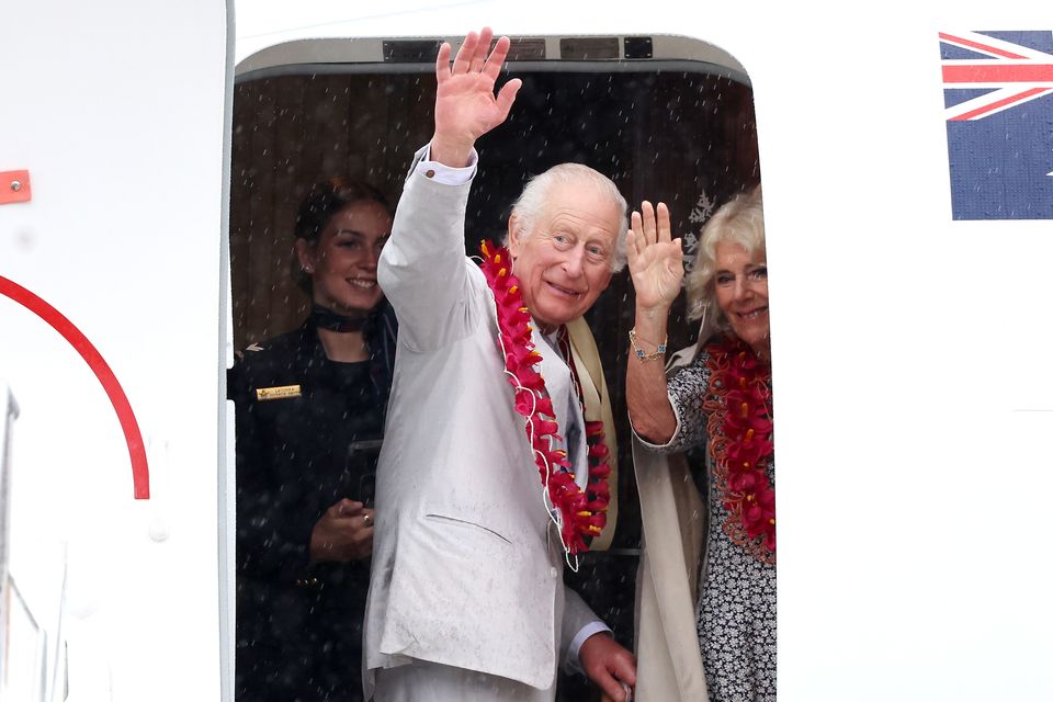 The King and the Queen at the end of their overseas tour to Australia and Samoa last month (Chris Jackson/PA)