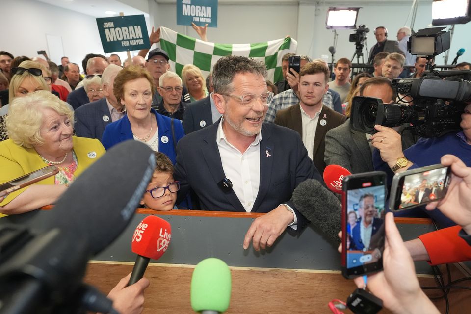 John Moran beat 14 other candidates to be elected in the landmark contest, the first time Irish citizens have elected their local first citizen (Niall Carson/PA)
