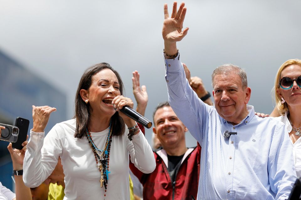 Opposition leader Maria Corina Machado, left, and opposition presidential candidate Edmundo Gonzalez (Cristian Hernandez/AP)