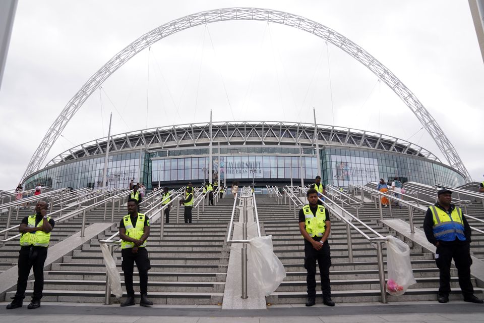 Security was heightened at the stadium after three of Swift’s shows in Vienna were cancelled (Lucy North/PA)