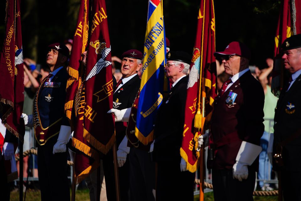 Veterans during an event at Memorial Square in Ginkelse Heide (Ben Birchall/PA)