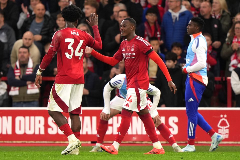 Callum Hudson-Odoi and Ola Aina were on target for Forest (Joe Giddens/PA)