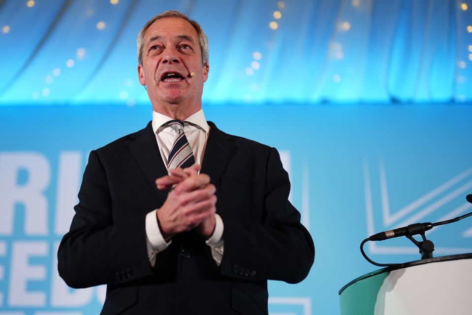 Reform UK leader Nigel Farage spoke at the rally (Jordan Pettitt/PA)