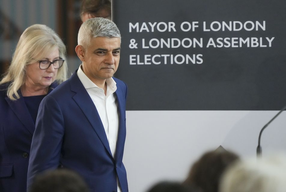 Sir Sadiq is re-elected as the mayor of London (Jeff Moore/PA)