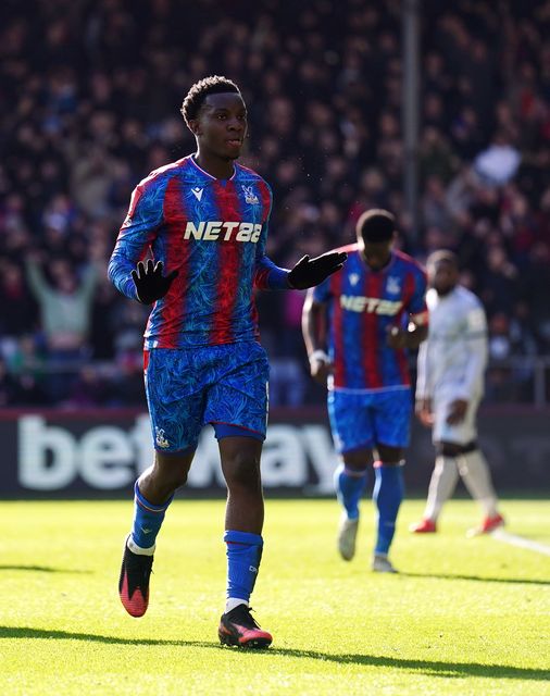 Crystal Palace’s Eddie Nketiah after scoring his side’s third goal (PA)