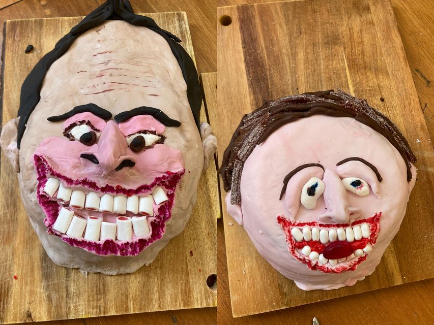 Keith Scovell’s cakes of Ant and Dec cakes seen by the presenter duo on ITV’s This Morning (Keith Scovell/PA)