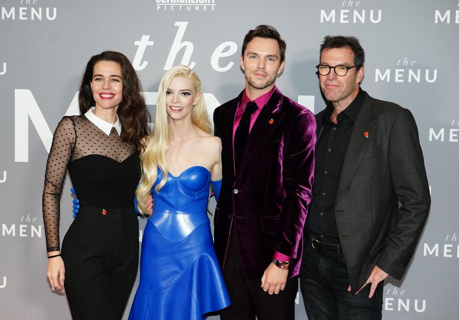 Betsy Koch, Anya Taylor-Joy, Nicholas Hoult and Mark Mylod (Ian West/PA)