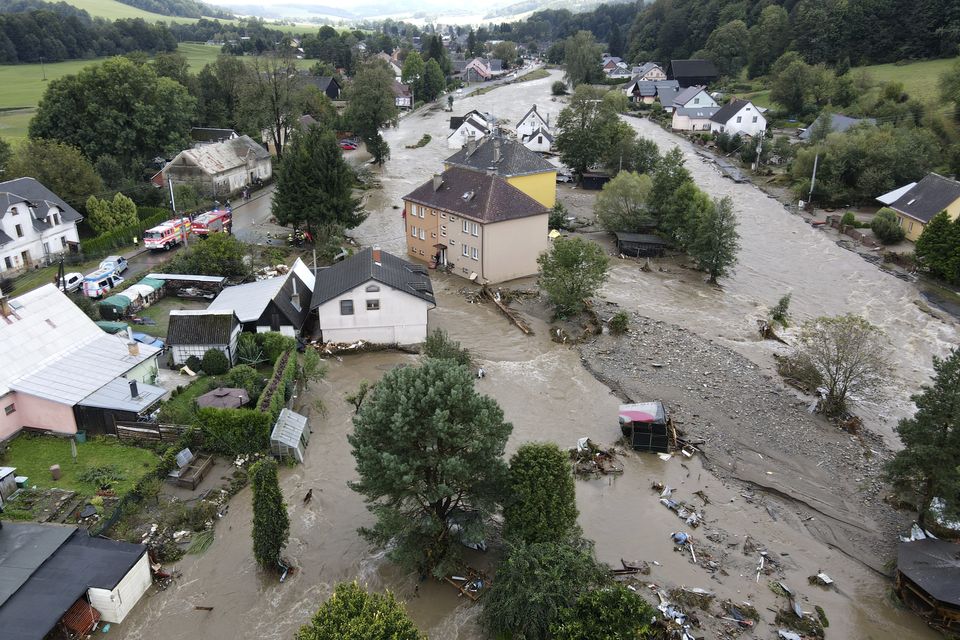 Flooded houses in Jesenik, Czech Republic (Petr David Josek/AP)