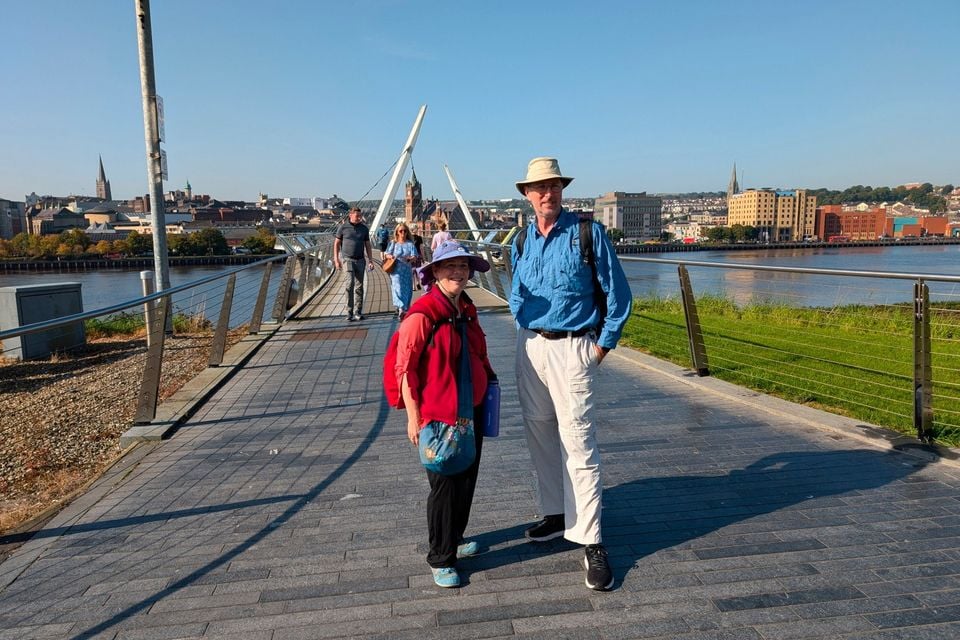 Kit and Rick at the Peace Bridge in Derry on Thursday