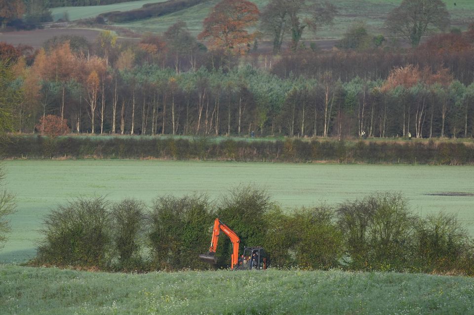 Personnel during the search near Grangecon, Co Wicklow, in the investigation into the disappearance of Jo Jo Dullard almost 30 years ago (Niall Carson/PA)