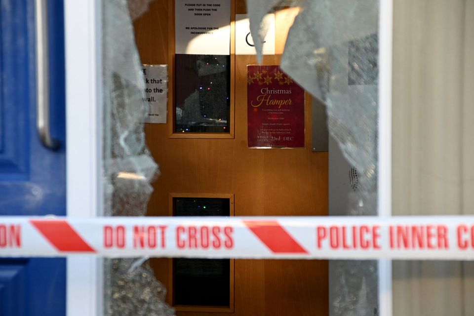 The smashed windows at Broughshane House PACEMAKER BELFAST  27/11/2024