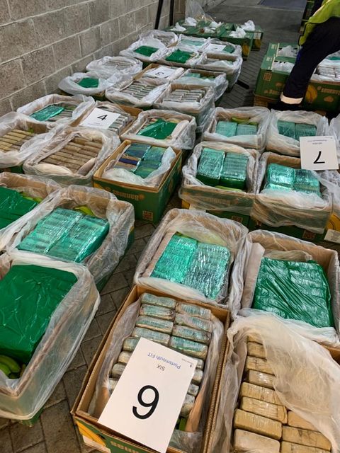 Border officials at Portsmouth uncovered 2,330 blocks of cocaine weighing 2.3 tonnes (NCA/PA)