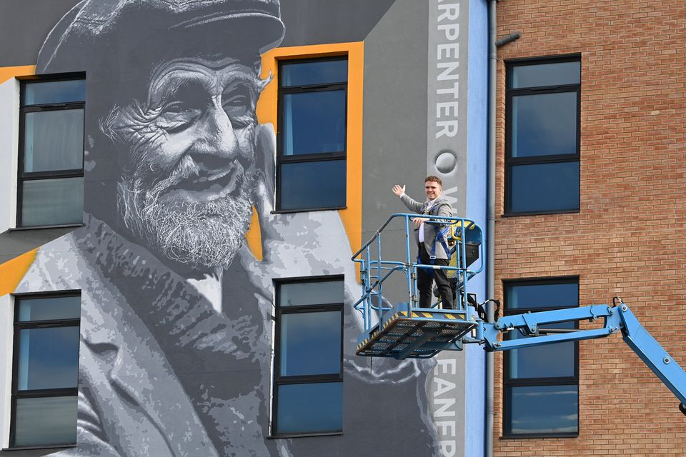 Two murals, covering three storeys of the City East building at the gateway to East Belfast, on Newtownards Road, have been officially launched by Lord Mayor of Belfast Ryan Murphy. Photo: Kirth Ferris