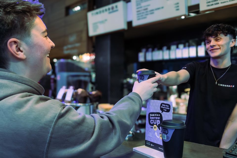 A Borrow Cup being used in a coffee shop (Borrow Cup/PA)