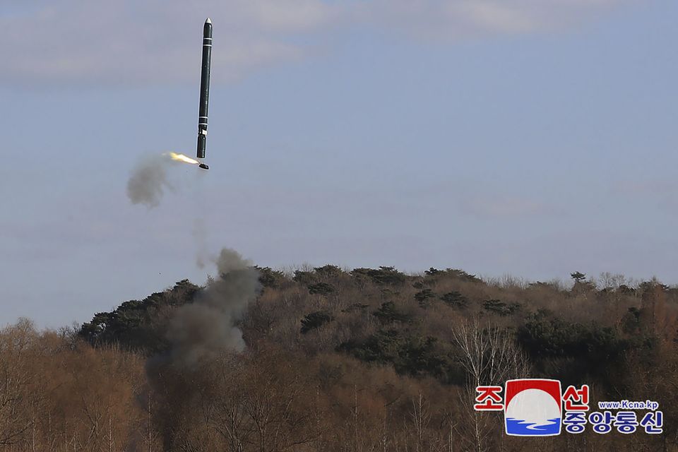 Testing of sea-to-surface strategic cruise-guided weapons at an undisclosed location in North Korea (Korean Central News Agency/Korea News Service via AP)