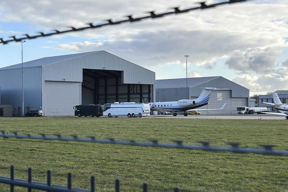 A plane believed to be carrying Mr Duterte was pictured at Rotterdam The Hague Airport in the Netherlands on Wednesday (Mark Carlson/AP)